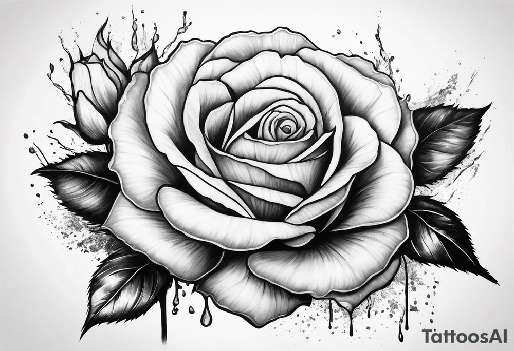 White rose, blood tattoo idea