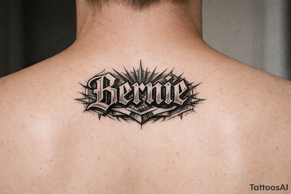 Name Bernie 
in front of neck tattoo idea