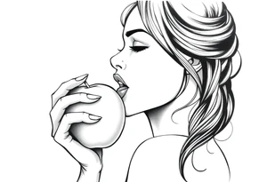 Beautiful  seductive woman eating an apple tattoo idea