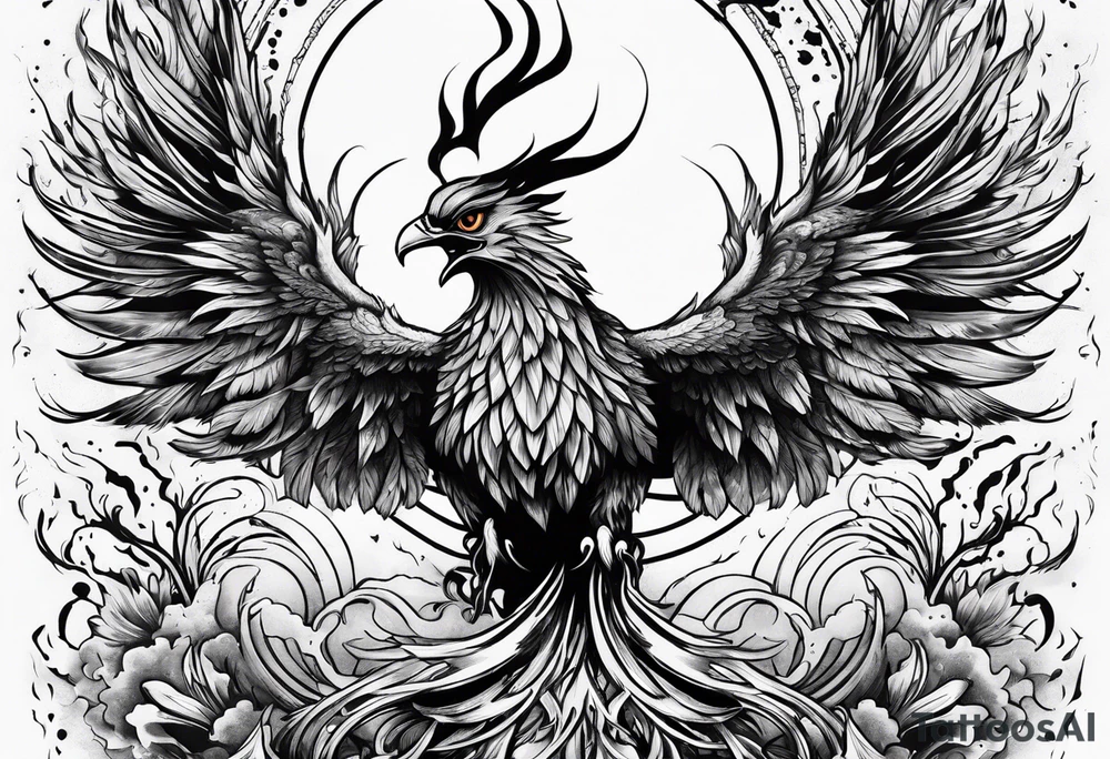 Phoenix rising from ashes tattoo idea