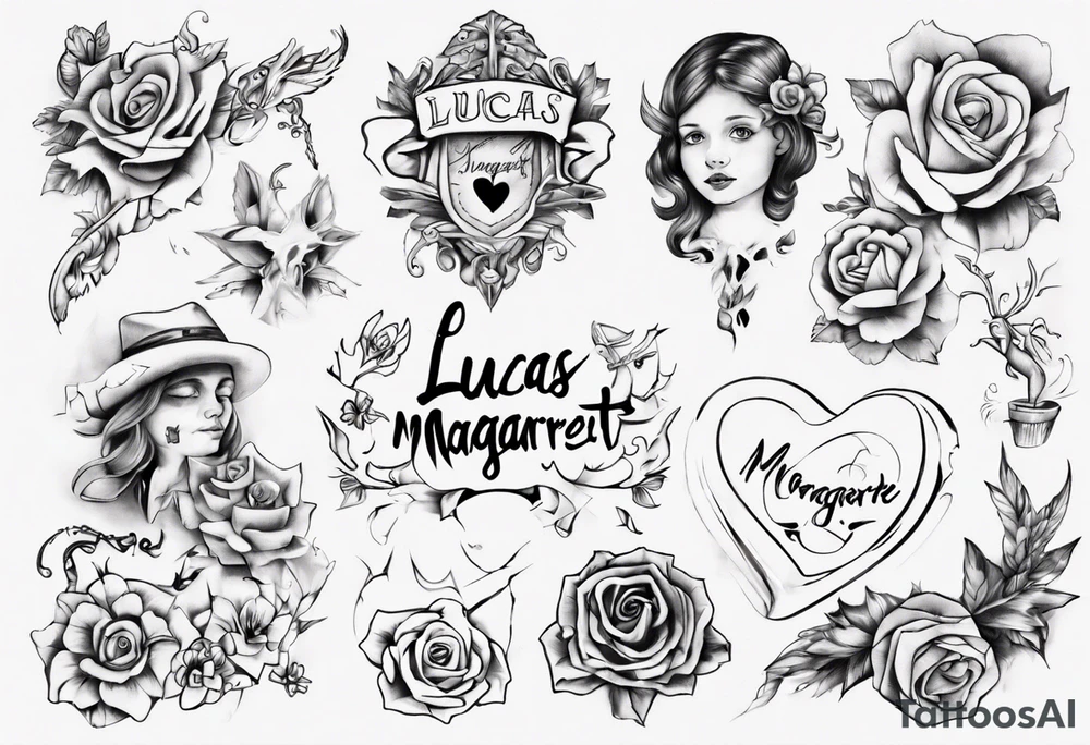 my kids' names: Lucas and Margaret and something that symbolizes love tattoo idea