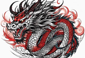 japanese dragon with red highlights tattoo idea