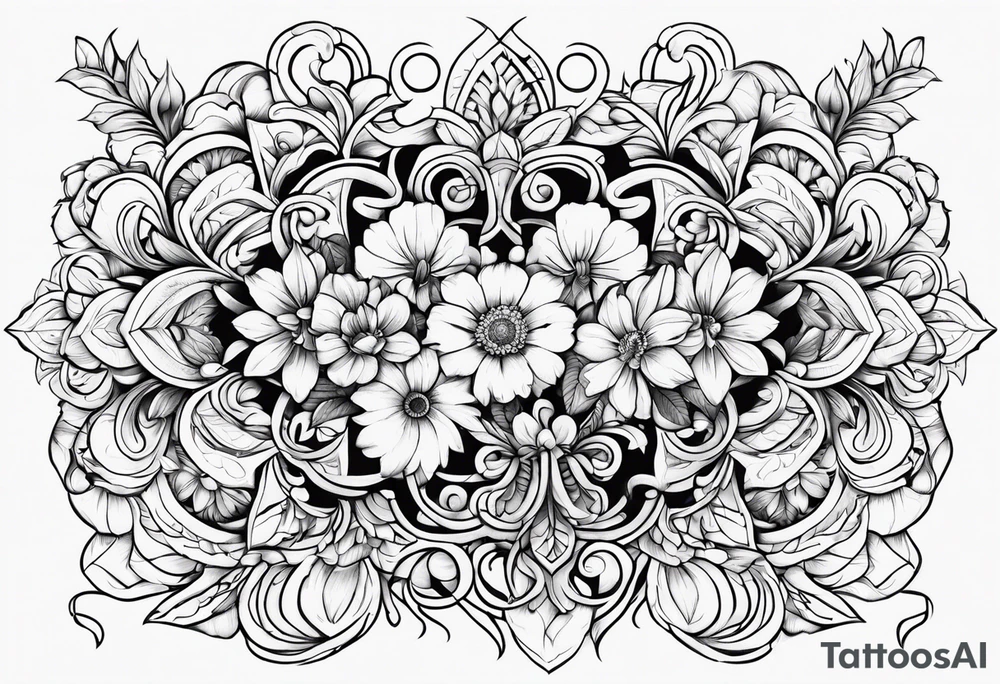 ornaments of flowers tattoo idea