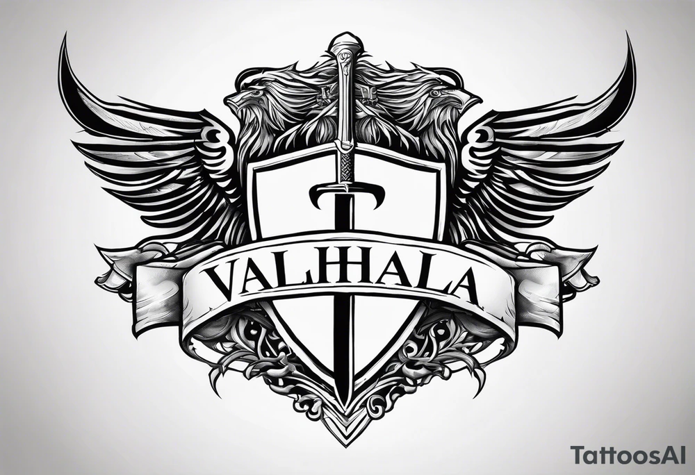 Valhalla sword shield steps tattoo idea