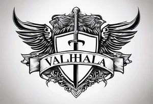 Valhalla sword shield steps tattoo idea