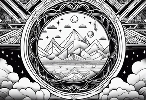 Geometric clouds tattoo idea