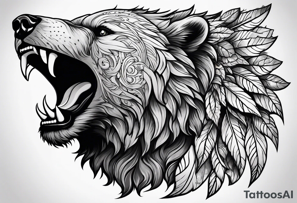 Winged bear tattoo idea