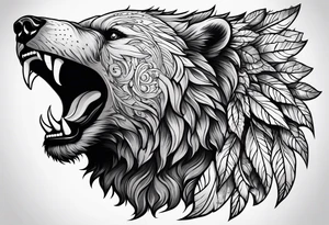 Winged bear tattoo idea