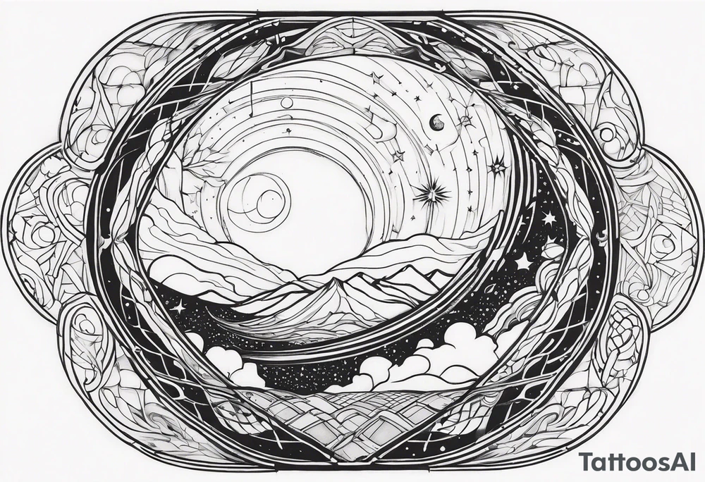 space time surface bend tattoo idea