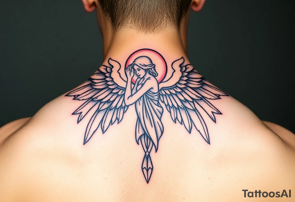 an angel in stained glass tattoo idea