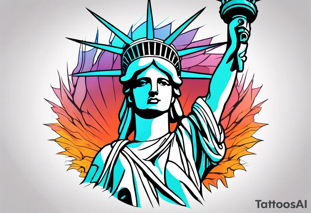 Single line crown of Statue of Liberty tattoo idea