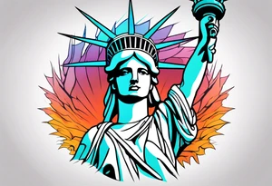 Single line crown of Statue of Liberty tattoo idea