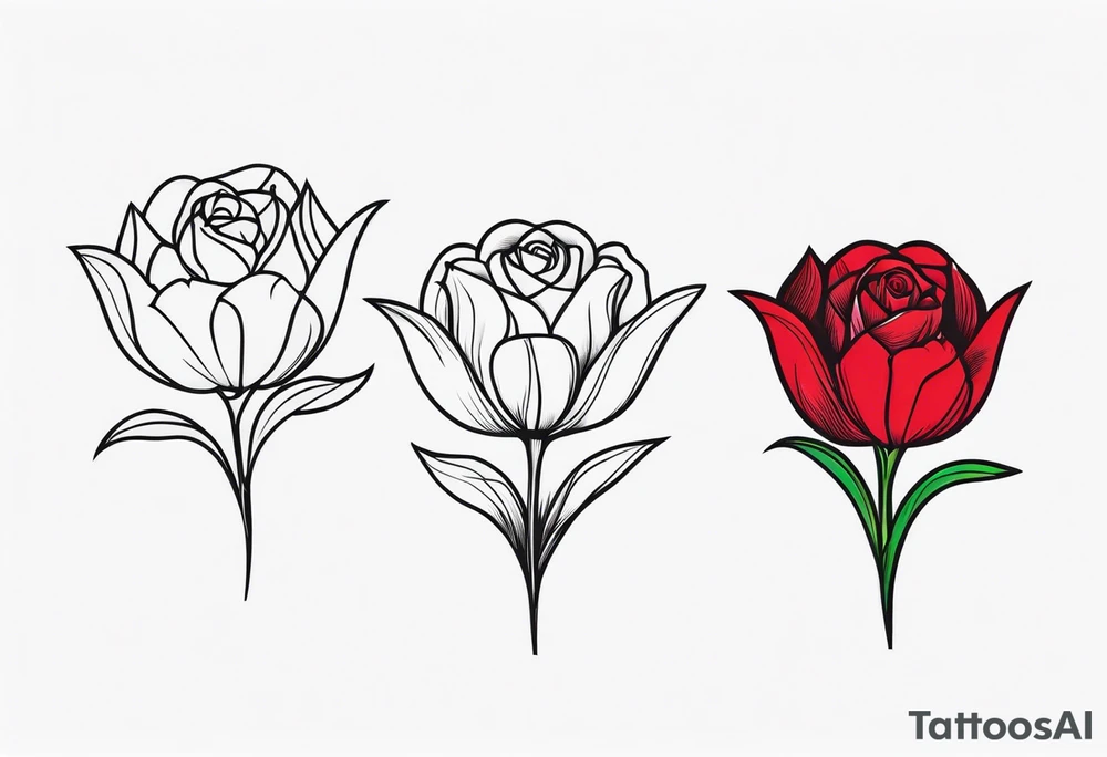 One tulip & one rose tattoo idea