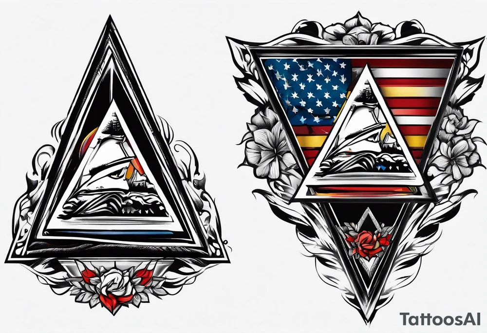 Triangle flag memorial flag box tattoo idea