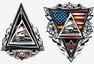 Triangle flag memorial flag box tattoo idea
