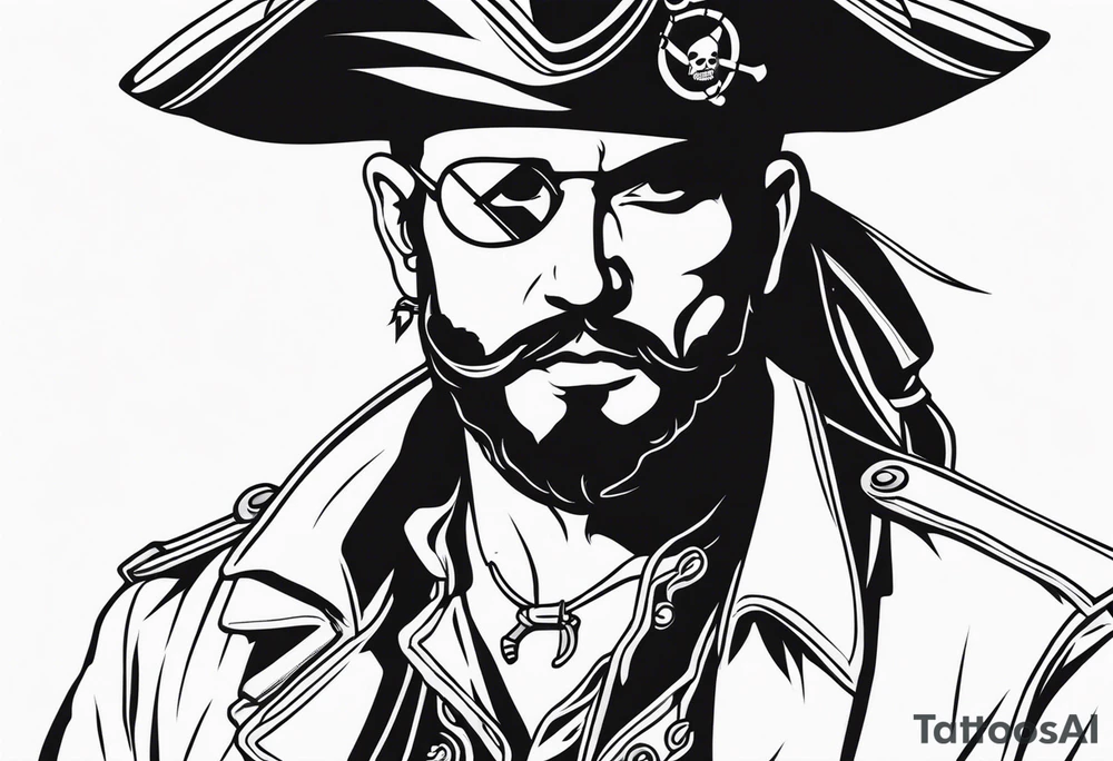pirate with patch on one eye tattoo idea
