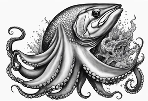 Octopus squeezing to death a black marlin tattoo idea