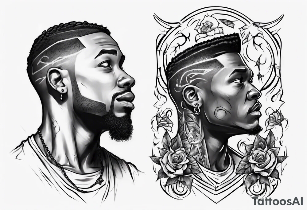 Black son who looks up to his dad tattoo idea