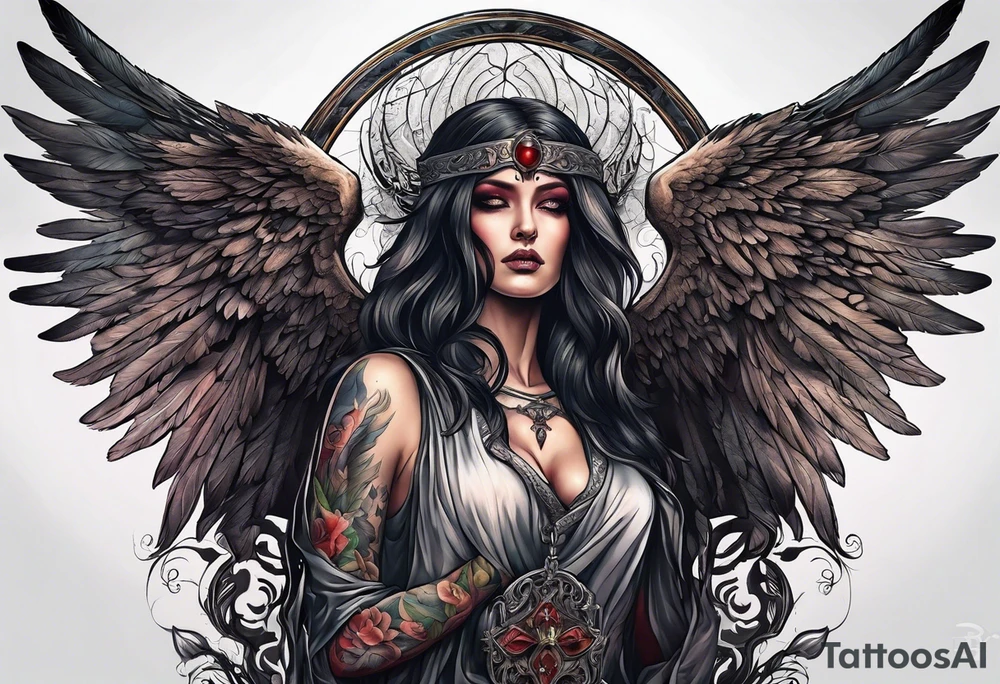 portrait of the biblical angel of death tattoo idea