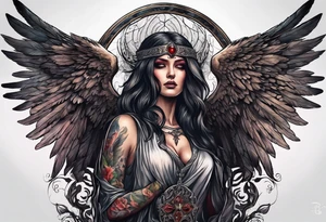 portrait of the biblical angel of death tattoo idea