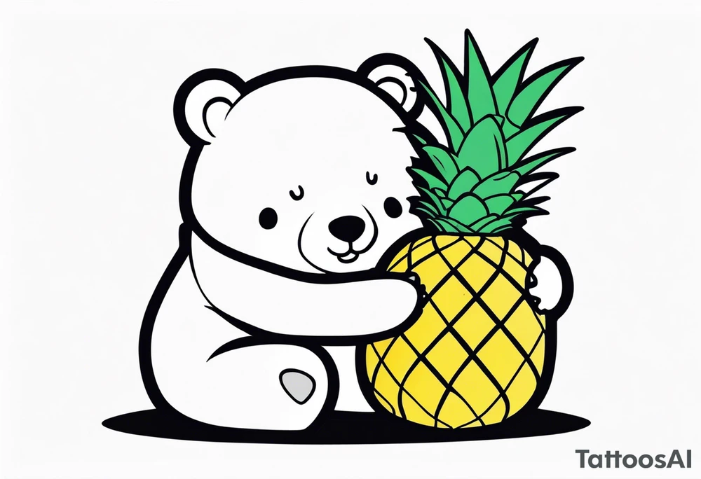 bear hugging pineapple tattoo idea