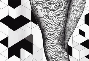 pattern geometric full male leg sleeve tile honeycomb tattoo idea