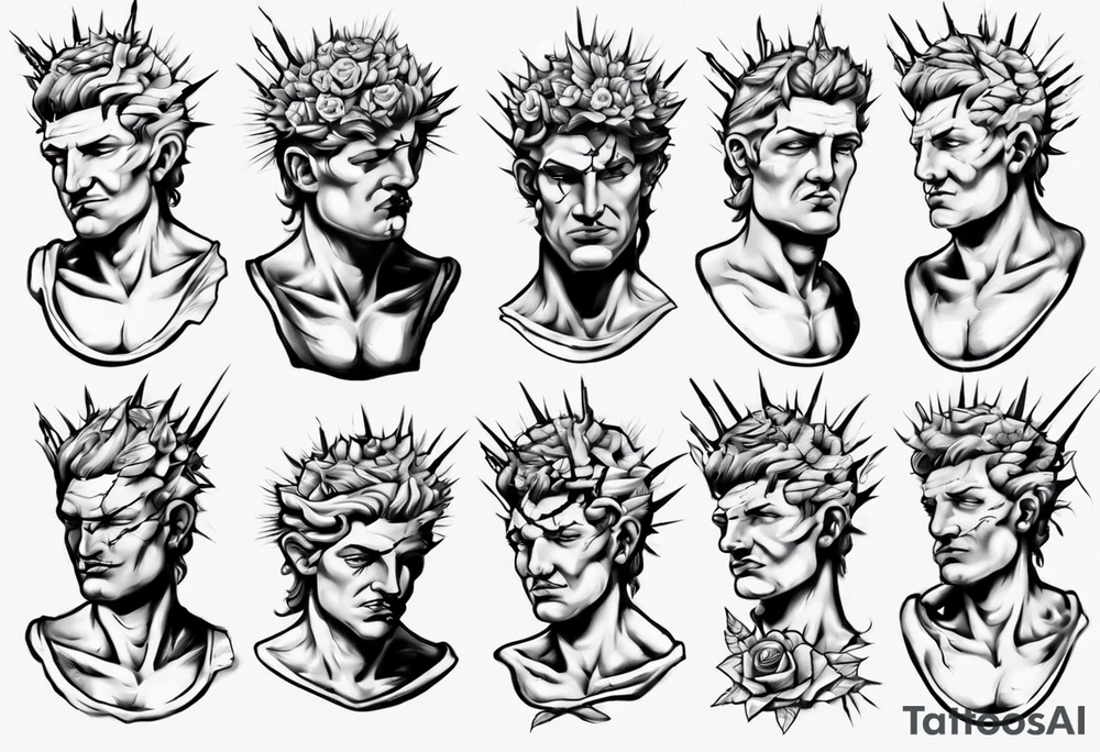 Bust of David with thorns tattoo idea