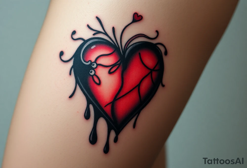 A bleeding heart with blackened edges, transitioning into a smoky, fading effect, symbolizing love lost to time. tattoo idea