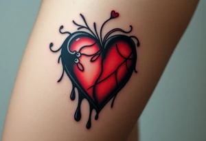 A bleeding heart with blackened edges, transitioning into a smoky, fading effect, symbolizing love lost to time. tattoo idea