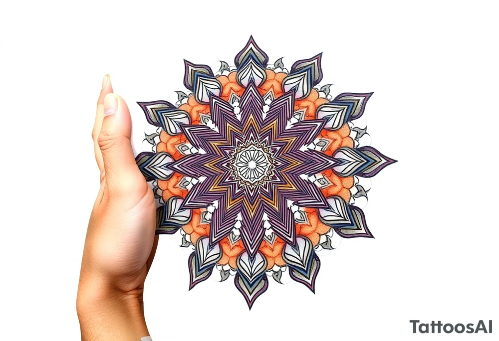 intricate mandala with sacred geometry and cosmic elements with honey combs filling in blank space tattoo idea