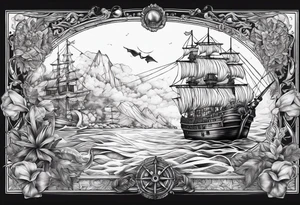 nautical pirate background tattoo idea