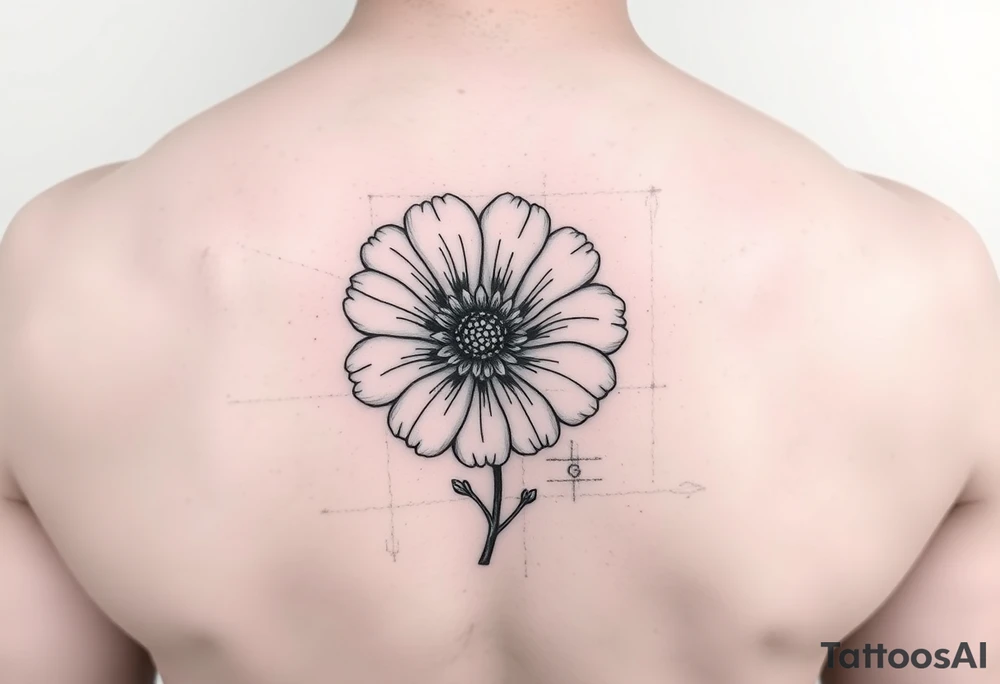 Minimalists marigold flower with g tattoo idea
