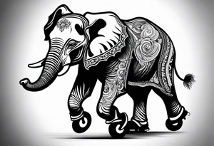 Baby elephant playing roller derby tattoo idea