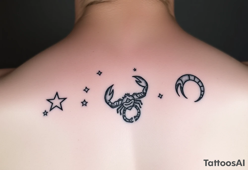 Stars constellation scorpio and cancer dainty tattoo idea