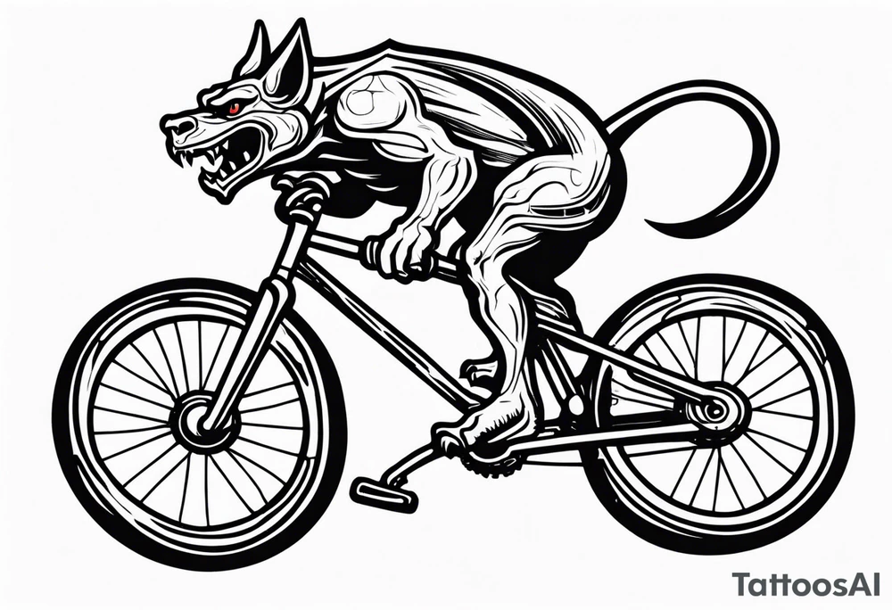 gargoyle riding a full suspension mountain bike tattoo idea