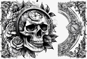 Tattooo that shows that nothing is forever with a skull and a watch tattoo idea