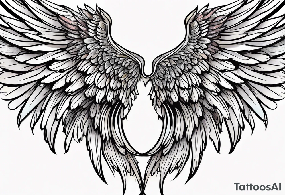 beautiful angel wings. with flilgree in the background tattoo idea