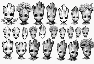 baby Groot half sleeve tattoo idea