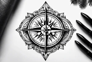 Campfire nature compass tattoo idea