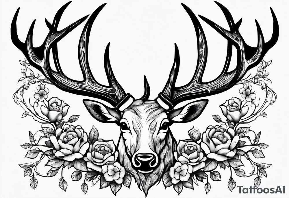 antlers rapped in barbed wire and flowers tattoo idea antlers rapped in barbed wire and flowers tattoo idea