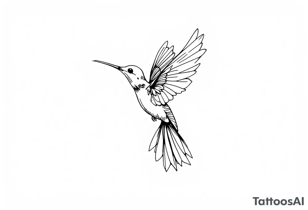 Fine line hummingbird in flight tattoo idea