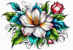 Colorful flower sleeve tattoo idea