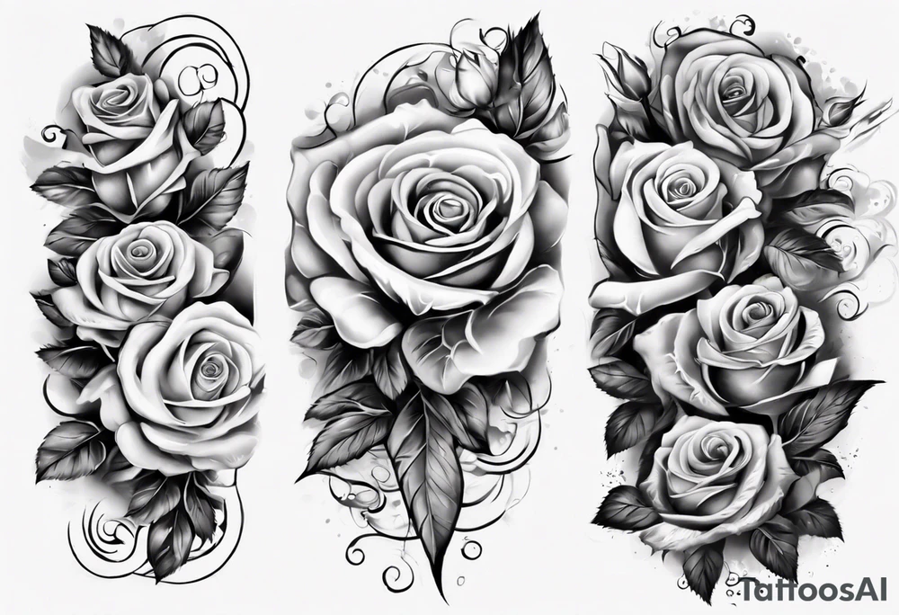 men’s arm sleeve, roses, polish man tattoo idea