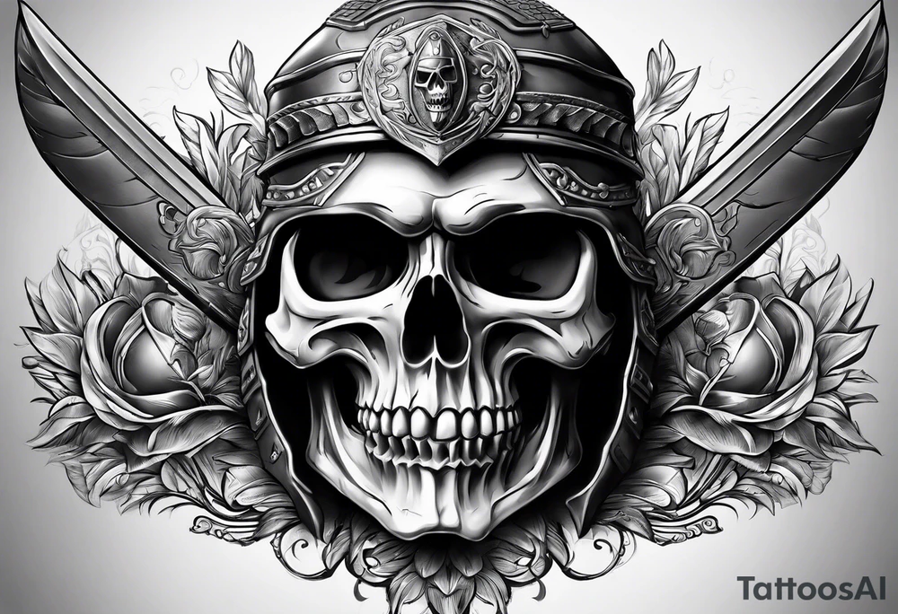 roman soldier skull tattoo idea