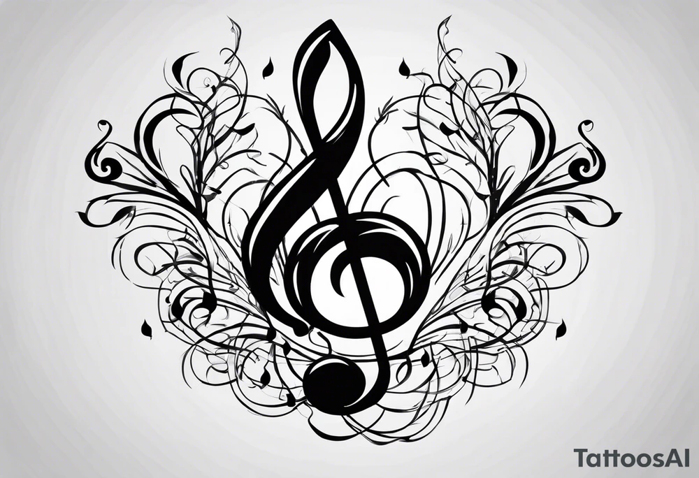 Musical notes burning tattoo idea