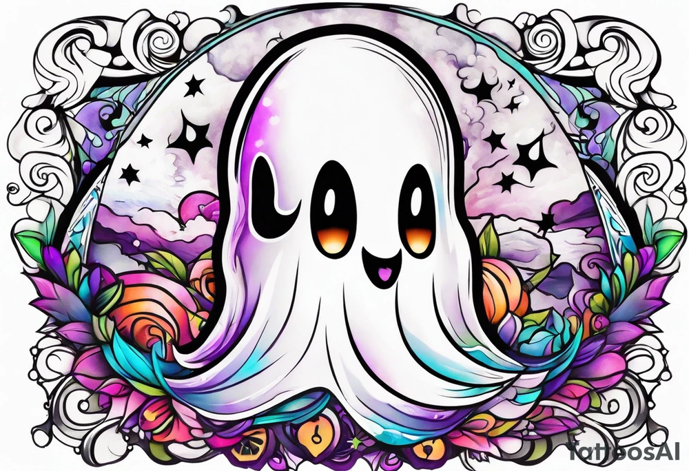 Cute ghost tattoo idea