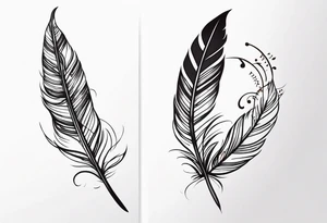 Feather tattoo with small music notes tattoo idea
