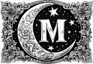 Moon and letter M tattoo idea