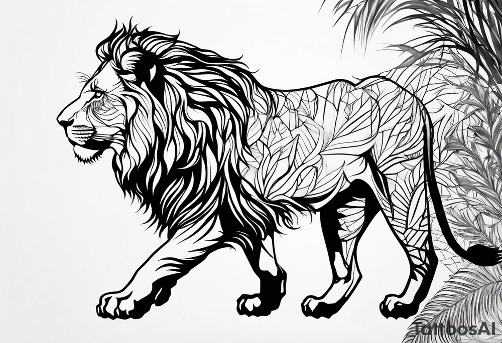 A minimalist lion silhouette tattoo idea