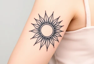 Shining Mystical sun with long  leaning sunflower sun tattoo idea